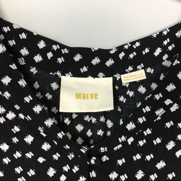 Maeve Ruffle Peplum Top XXS Black 3/4 sleeves - Picture 3 of 6